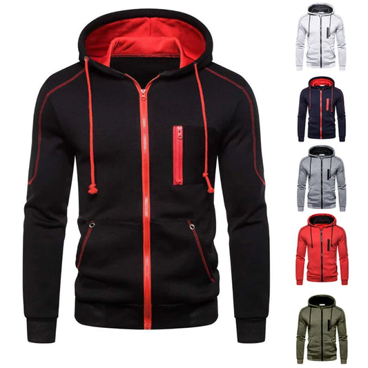 Men's Color Block Fleece Hoodie & Sweatpants Set – Warm & Stylish Winter Wear